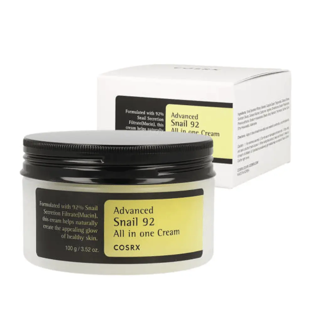 COSRX Snail All in One Cream combines the power of snail mucin to hydrate, repair, and brighten the skin. This rich, yet lightweight cream deeply nourishes and restores the skin's natural barrier, leaving it smooth, plump, and glowing. Ideal for dry and sensitive skin, it targets fine lines, texture, and uneven tone, giving you a revitalized complexion with every use.