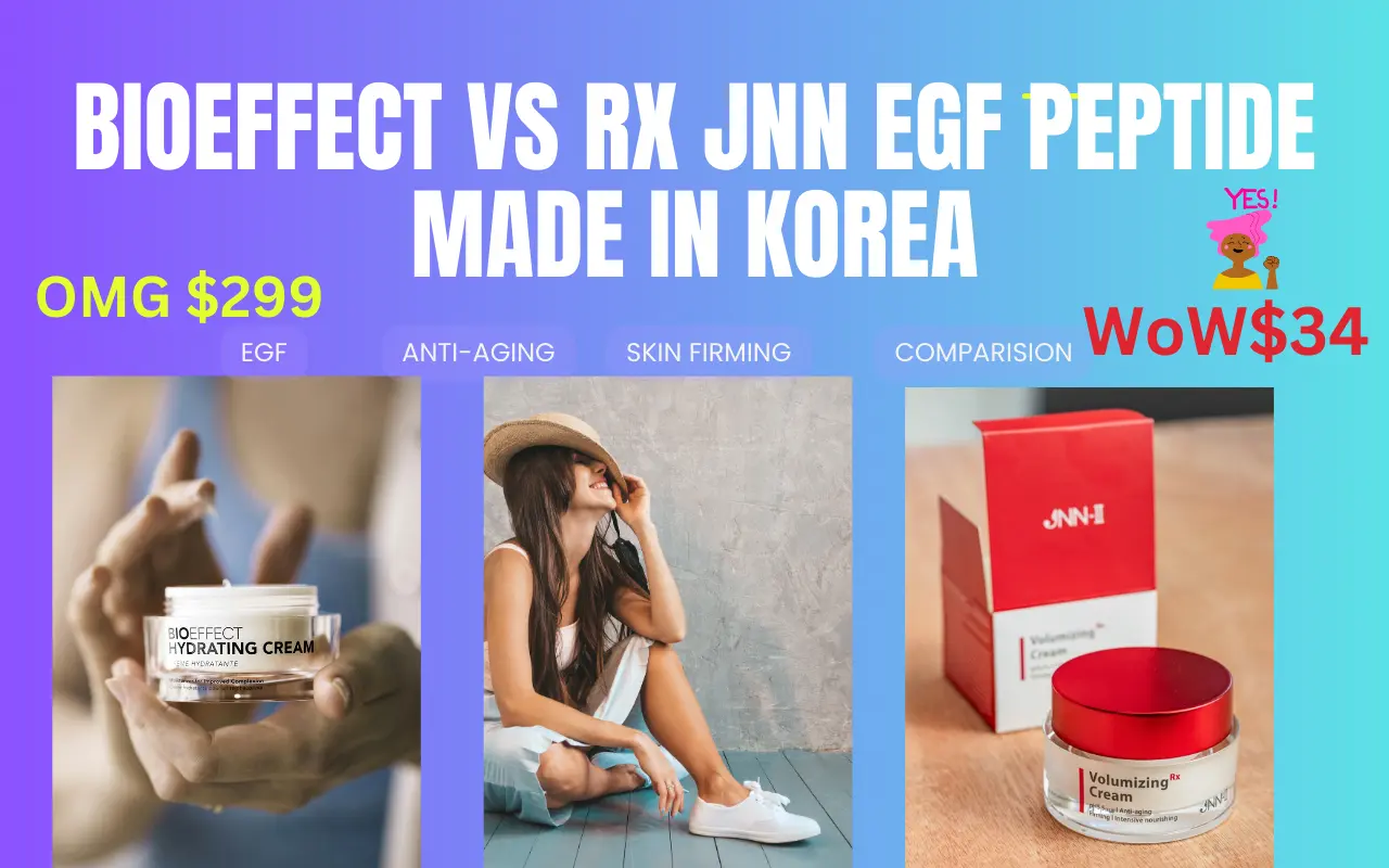 Side-by-side comparison of Bioeffect EGF Moisturizer and Rx JNN EGF Peptide Moisturizer. Looking for an affordable Bioeffect dupe? Rx JNN offers the same anti-aging benefits, hydration, and skin renewal at a fraction of the cost. Discover the best EGF moisturizer alternative at MercelBay
