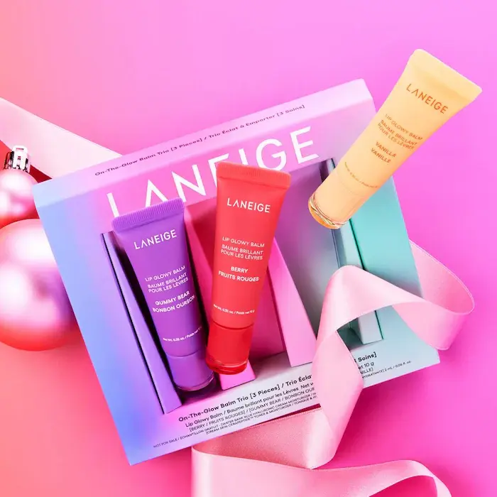 Get the LANEIGE On-the-Glow Lip Balm Trio (3 x 10g) — better deals than Amazon, Walmart, Sephora, Ulta, YesStyle, Stylevana & Soko Glam! Full-size Berry, Gummy Bear & Vanilla balms. Limited edition. Fast shipping!