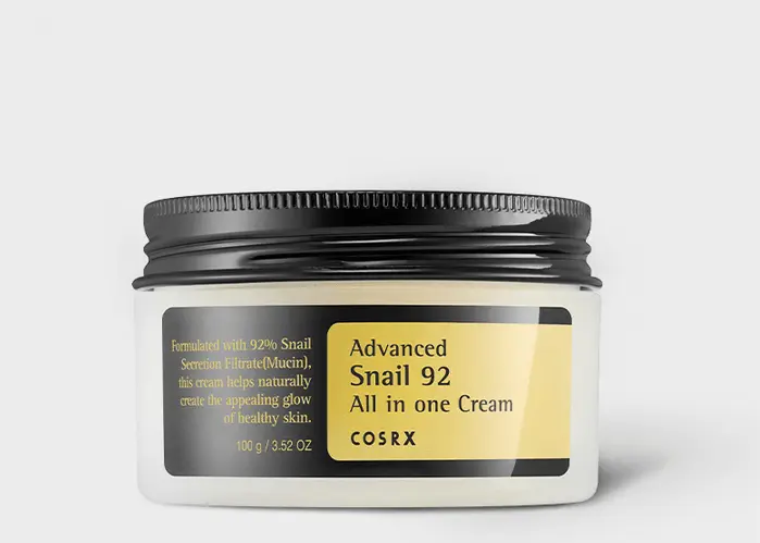 COSRX Advanced Snail 92 All In One Cream is a deeply hydrating moisturizer enriched with 92% snail mucin extract. This lightweight cream helps repair damaged skin, improve texture, and promote a radiant complexion. Ideal for dry, damaged, and aging skin, it restores moisture balance and enhances skin elasticity. Packed with natural ingredients, it’s gentle yet effective for all skin types. Perfect for Korean skincare routines, it offers hydration and healing in one powerful cream